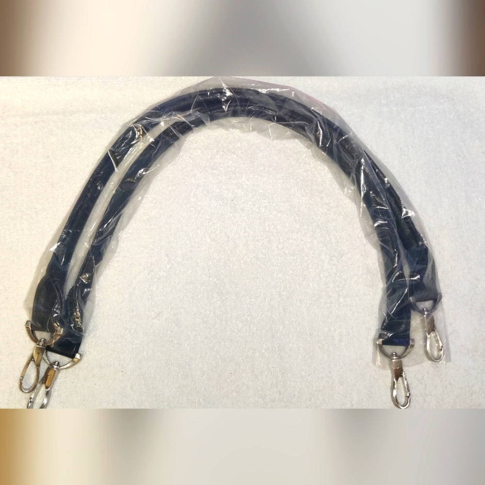 Set of 2, Black Genuine Leather Purses Straps 26.5" for Handbag Purse-NEW